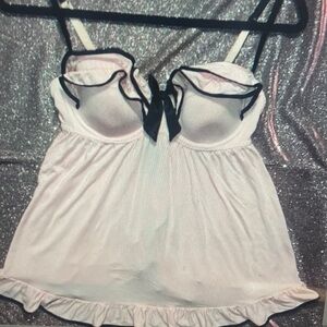 Pink Babydoll Chemise with Black Trim